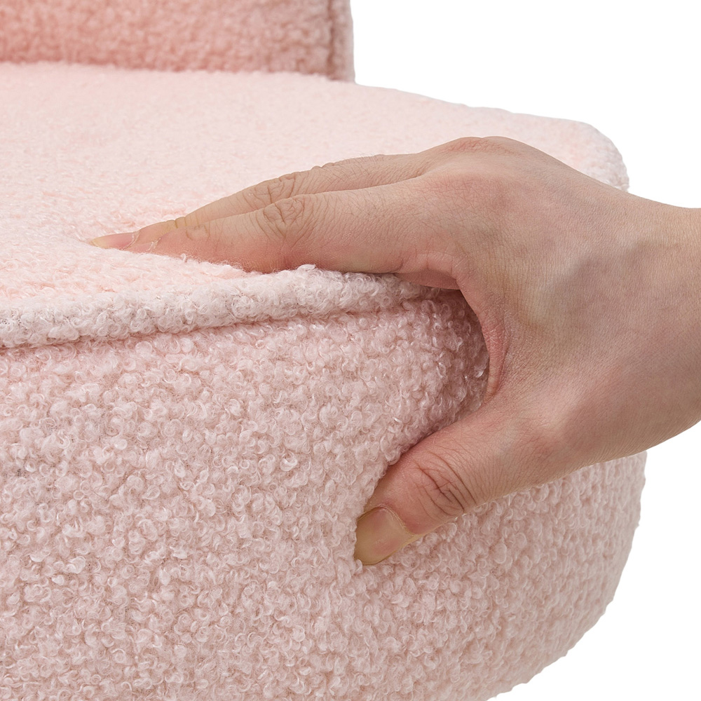 Living and Home Pink Teddy Fleece Low Backrest Vanity Stool Image 4