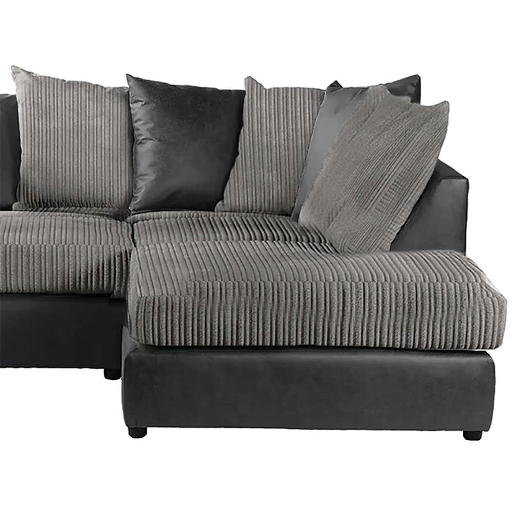 Luxor 3 Seater Black and Grey Jumbo Cord Right Hand Facing Corner Sofa Image 3