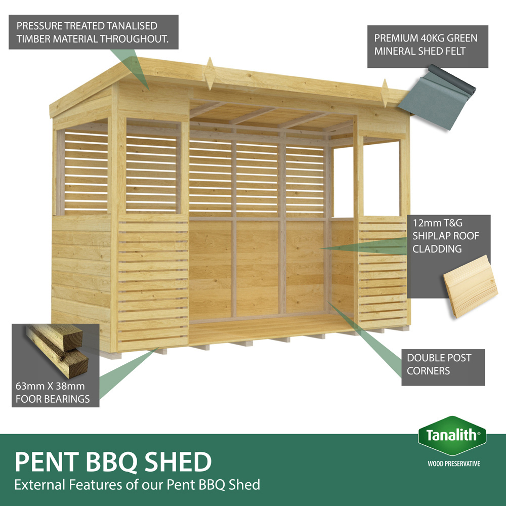 DIY Sheds 10 x 4ft Pressure Treated Tongue and Groove Timber Outdoor Kitchen Shelter Image 8