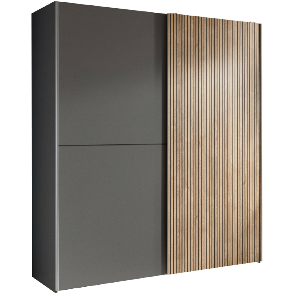 Julian Bowen Berno 2 Door Light Oak and Dark Grey Sliding Wardrobe Image 2