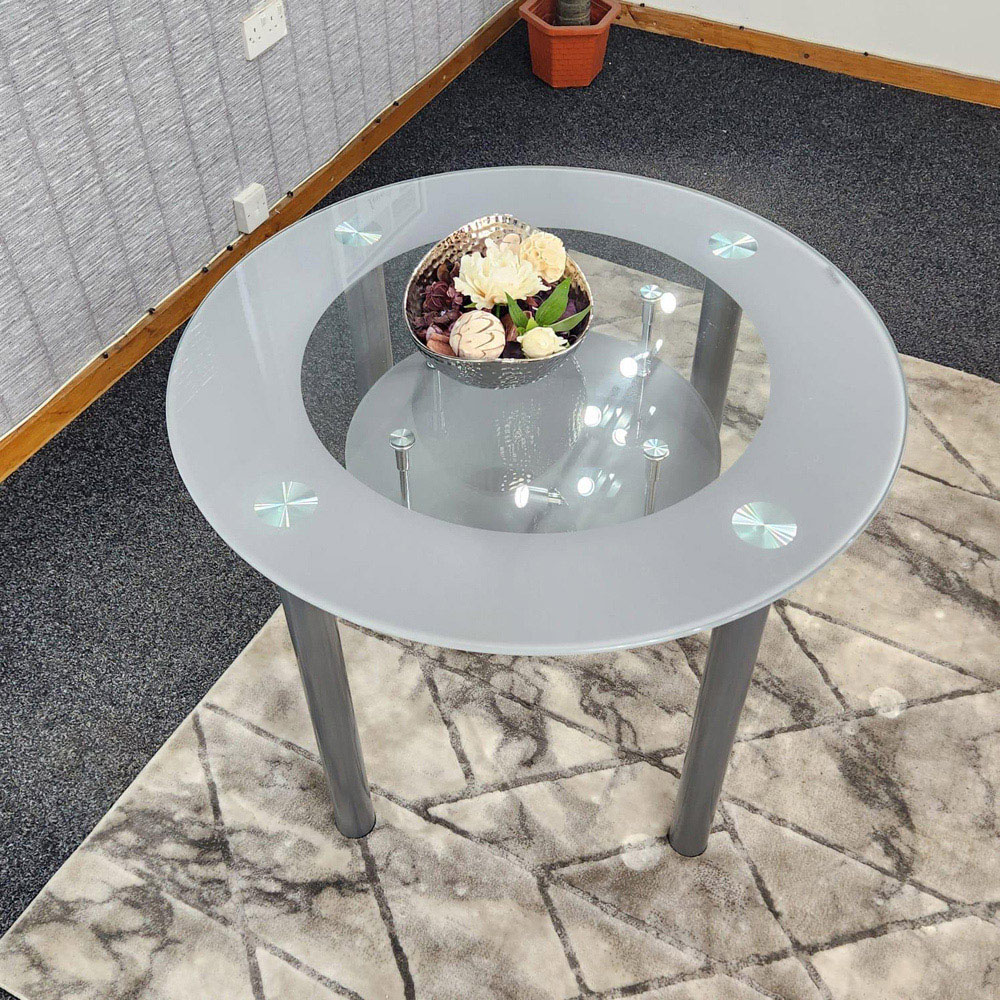 Kosy Koala 4 Seater Grey Glass Round Dining Table Image 3