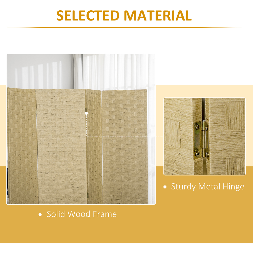 Portland 4 Panel Brown Folding Privacy Screen 169.5 x 159.5cm Image 8