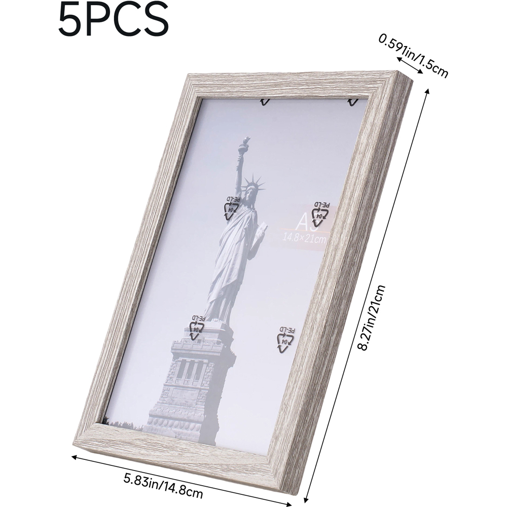 Living and Home Grey Wood Grain Photo Frame 5.8 x 8.3 inch 5 Pack Image 8