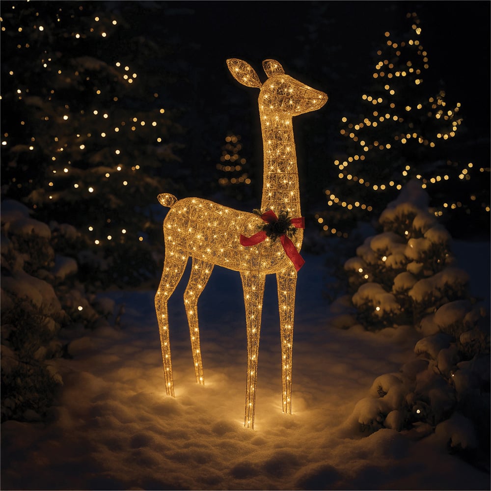 Xmas Haus Gold 350 Warm White LED Head Up Deer Christmas Decoration 3ft Image 2