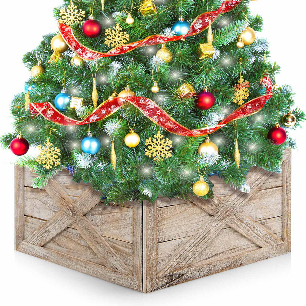 Costway Brown Christmas Tree Box Stand Large Image 3