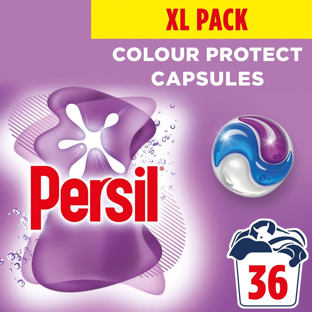 Persil Colour Protect 3 in 1 Washing Capsules XL 36 Washes 2 Pack Image 6