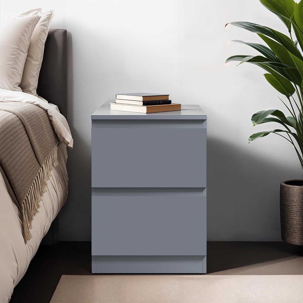 FWStyle Carlton Matt Grey Bedside Table Image 5