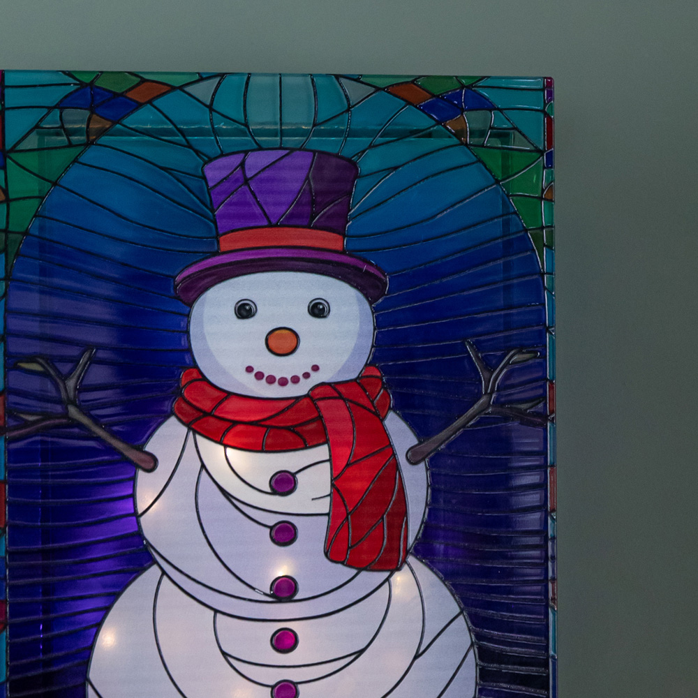 Samuel Alexander Warm White LED Stained Glass Snowman Christmas Decoration 28cm Image 4
