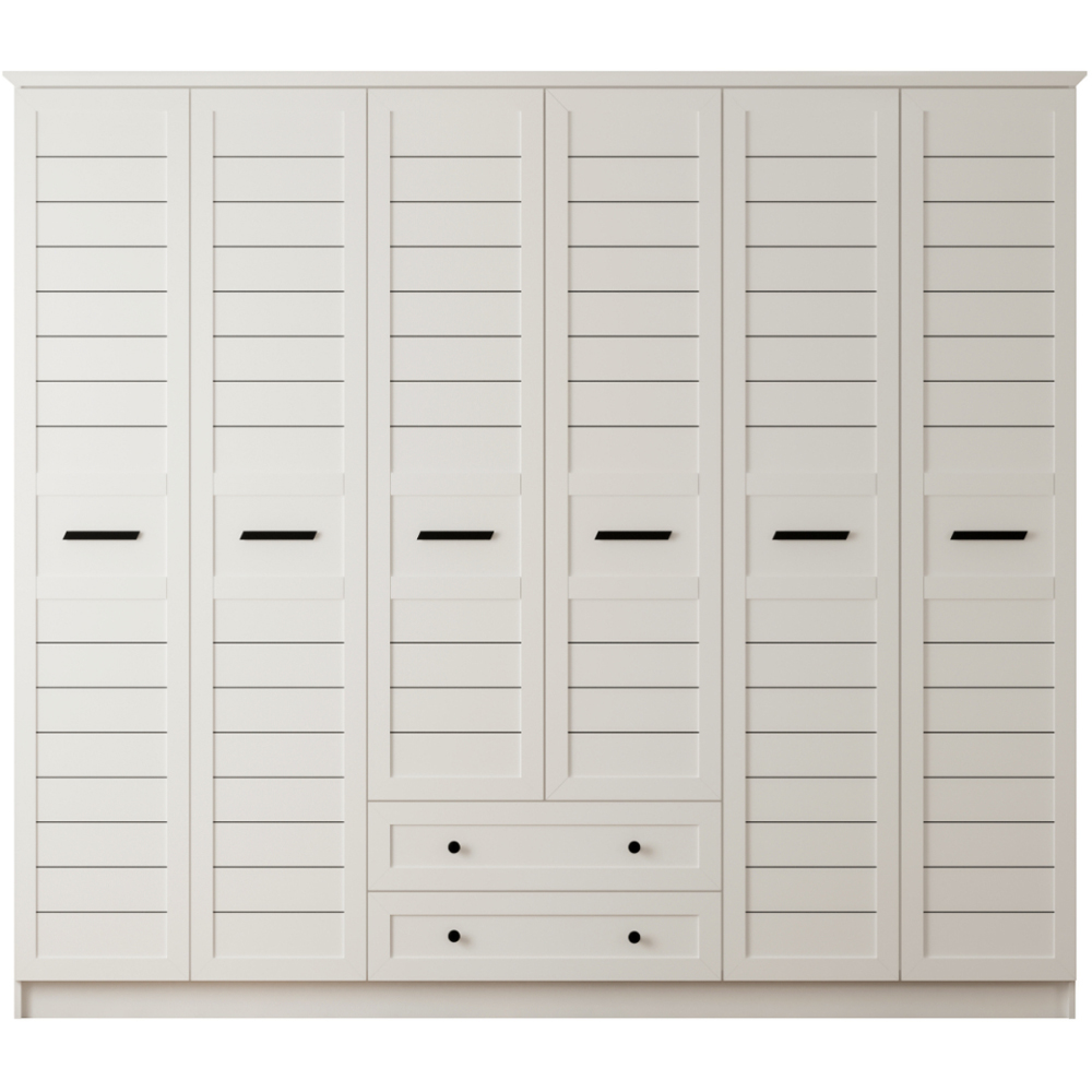 Evu VENICE XL 6 Door 2 Drawer Soft White Wardrobe Image 3