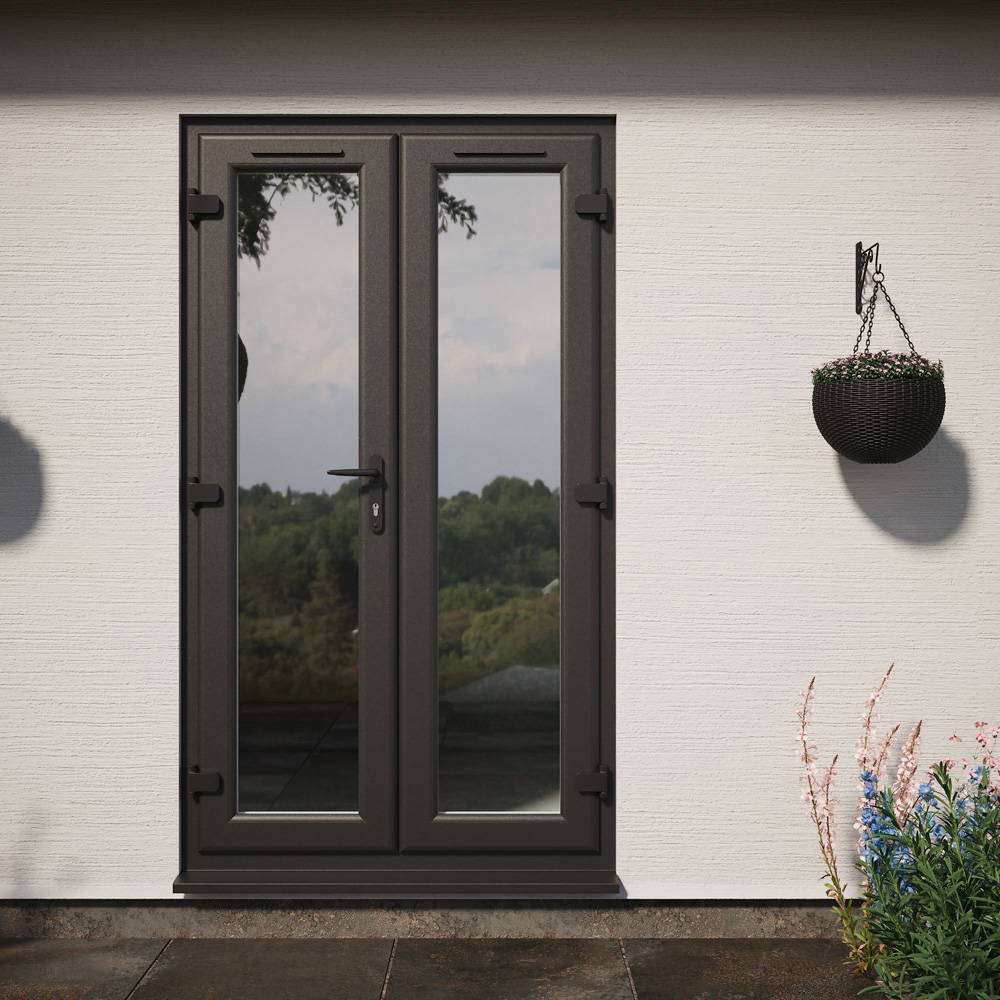 Crystal Black and White LH Master Clear Glass uPVC Double Glazed French Door 1190 x 2055mm Image 4