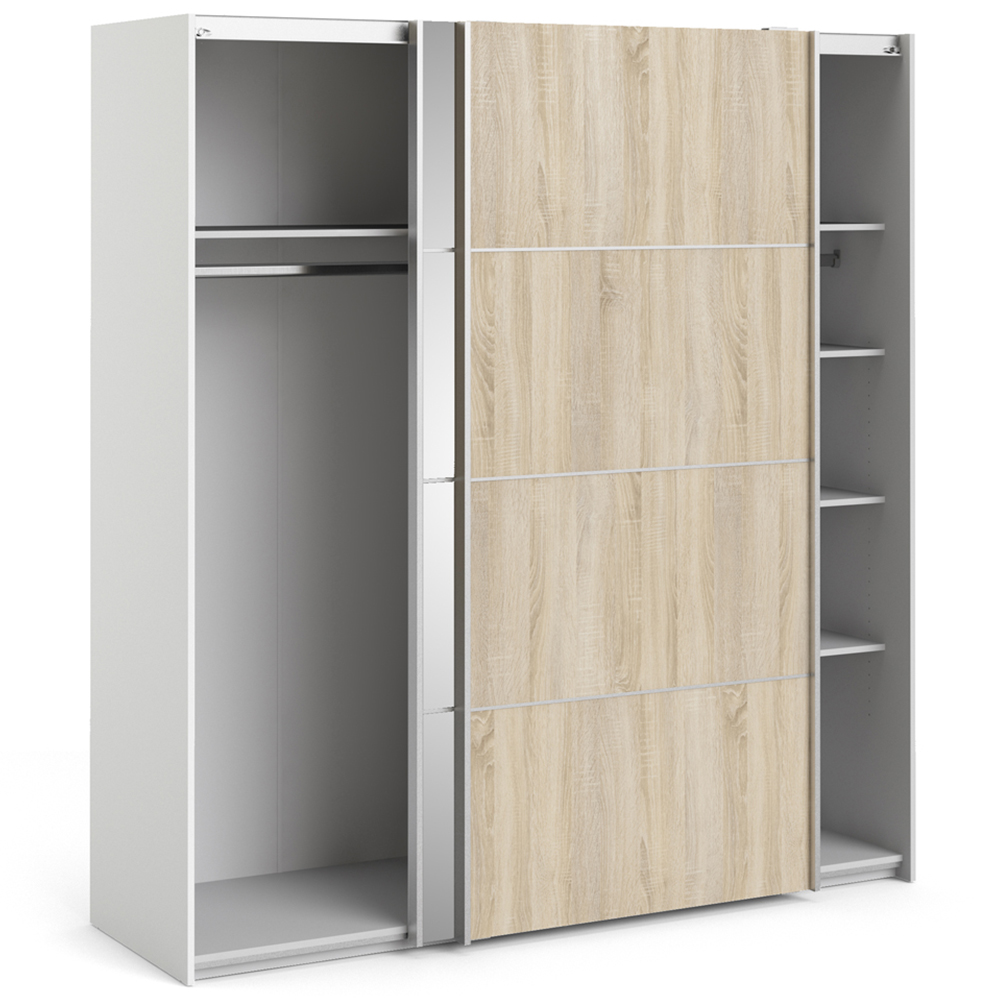 Verona 2 Door 5 Shelf White and Oak Mirrored Sliding Wardrobe Image 5