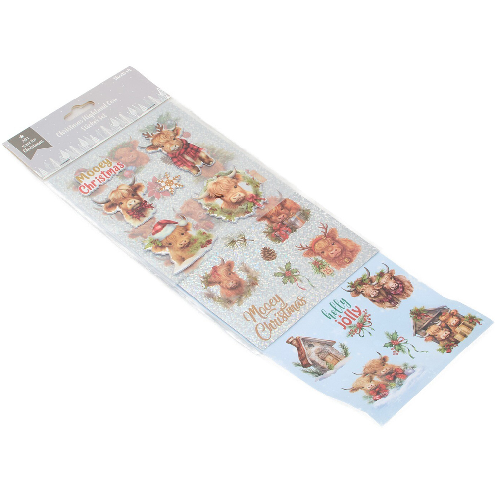 Christmas Highland Cow Sticker Sheet Set Image 3