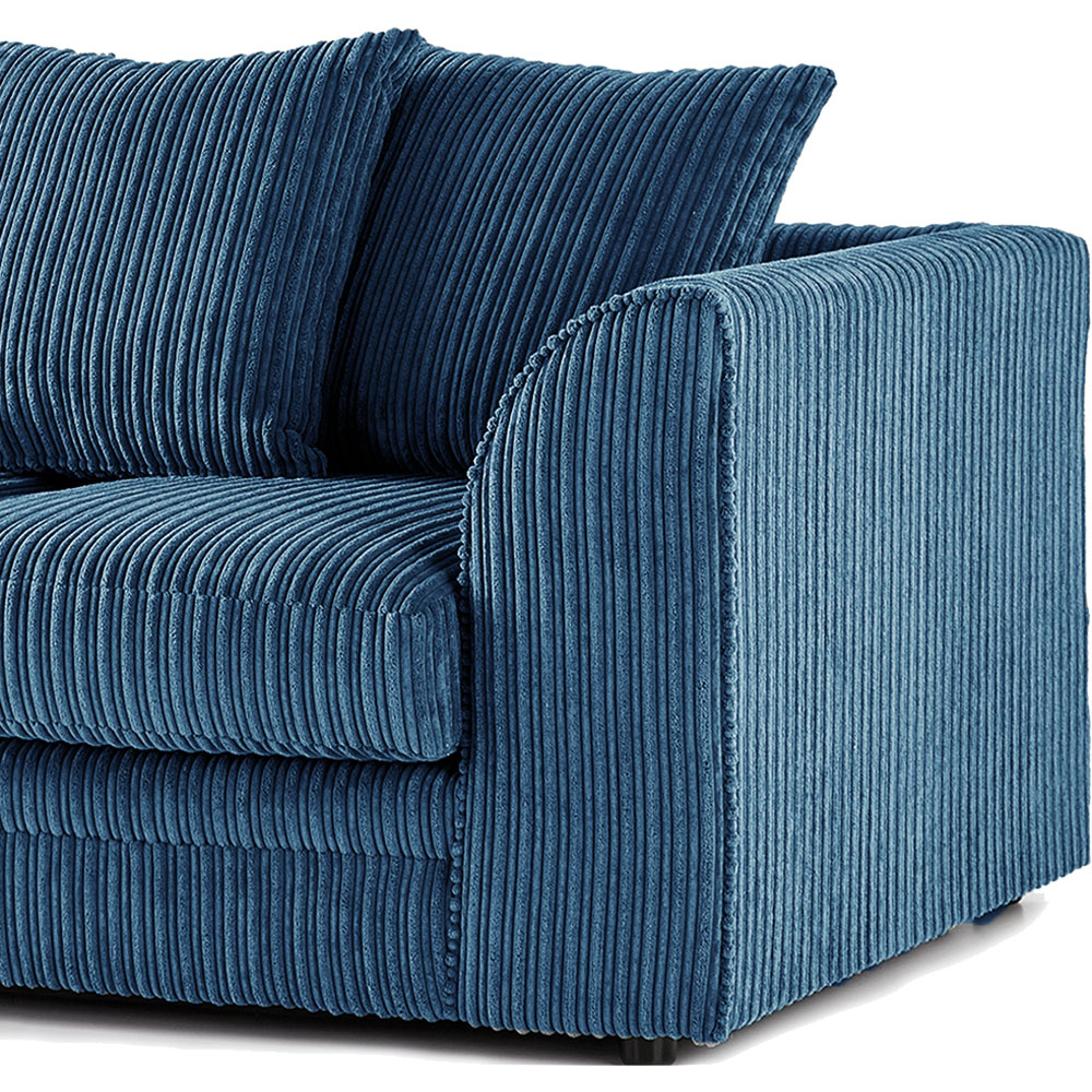 Luxor 3 Seater Marine Blue Jumbo Cord Scatter Back Sofa Image 4