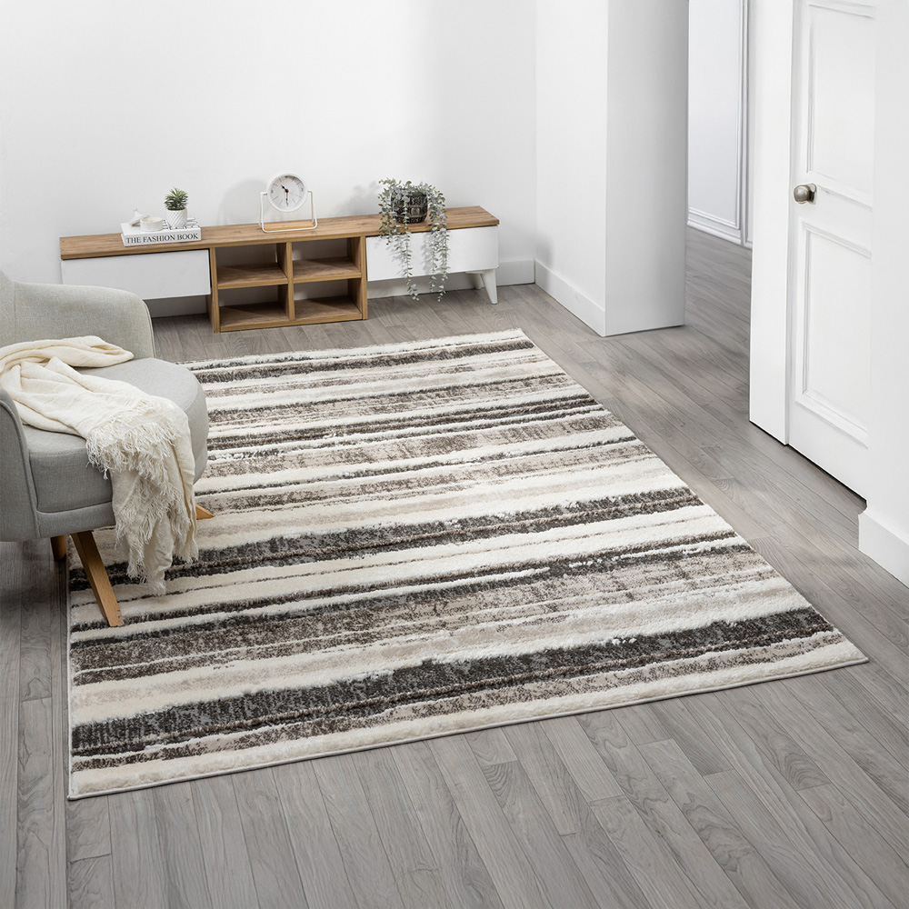 Desire Rugs Eleanor Mocha Striped Embossed Rug 120 x 170cm Image 2