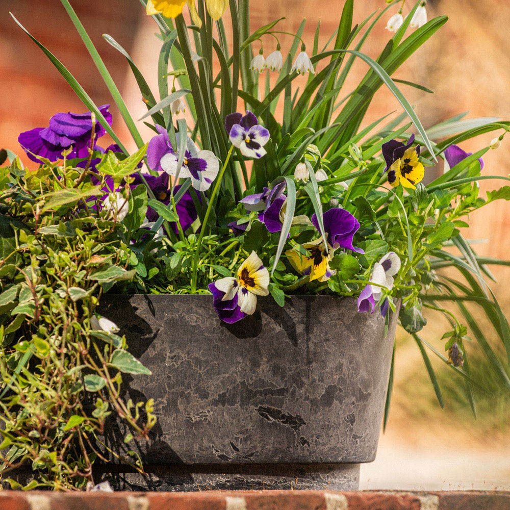 Garden Gear Caesar Charcoal Marble Effect Bowl Planter 35cm 2 Pack Image 2