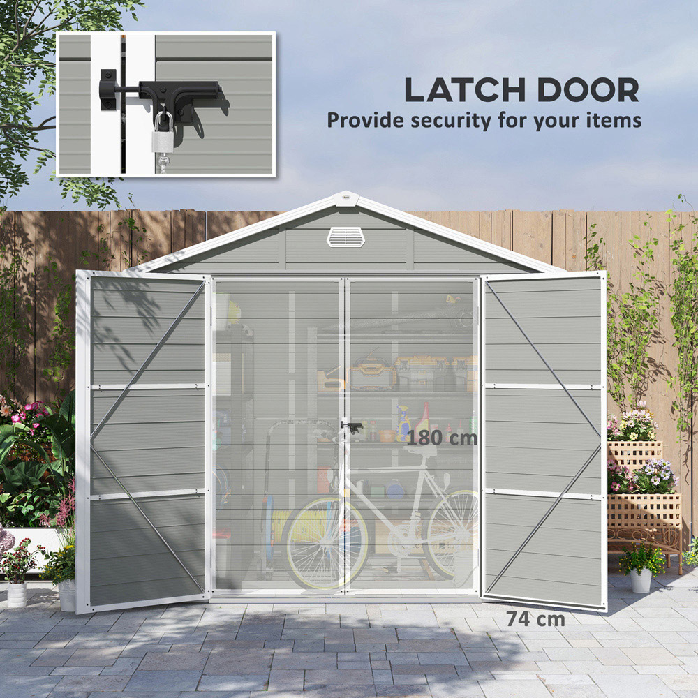 Outsunny 8 x 6ft Light Grey Garden Shed Storage with Foundation Kit Image 5