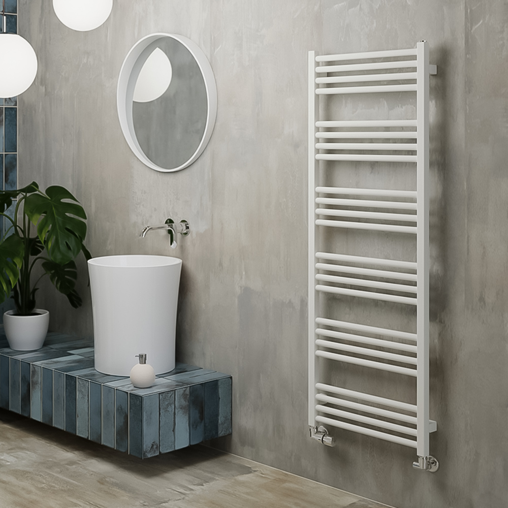 Terma Fiona 200BTU Soft Matt White Heated Towel Rail 1380 x 500mm Image 7