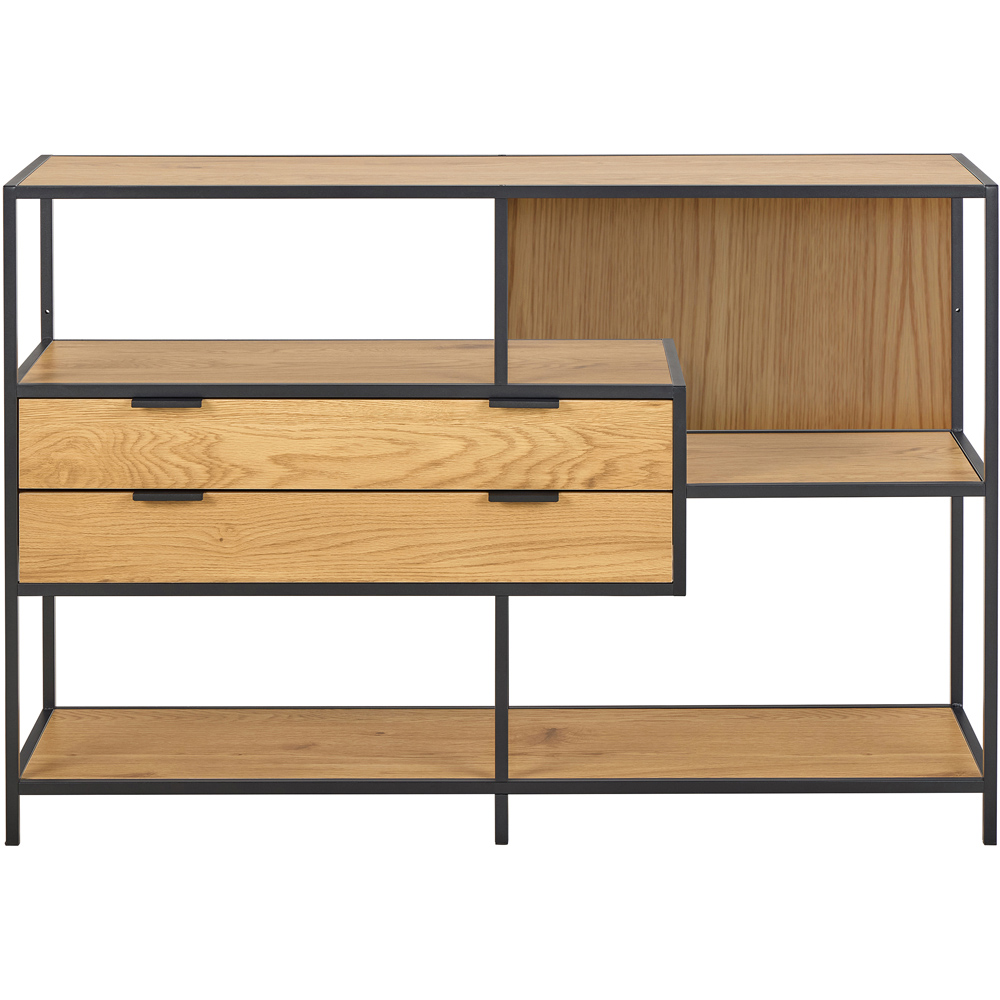 Florence Seaford 2 Drawer 3 Shelf Matt Wild Oak Metal Bookcase Image 3