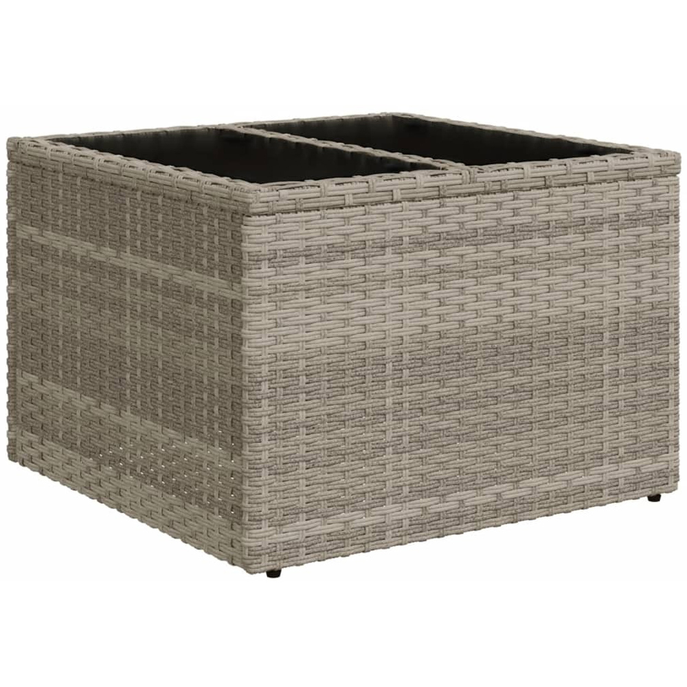 Walplus Light Grey Poly Rattan Glass Top Garden Coffee Table Image 2