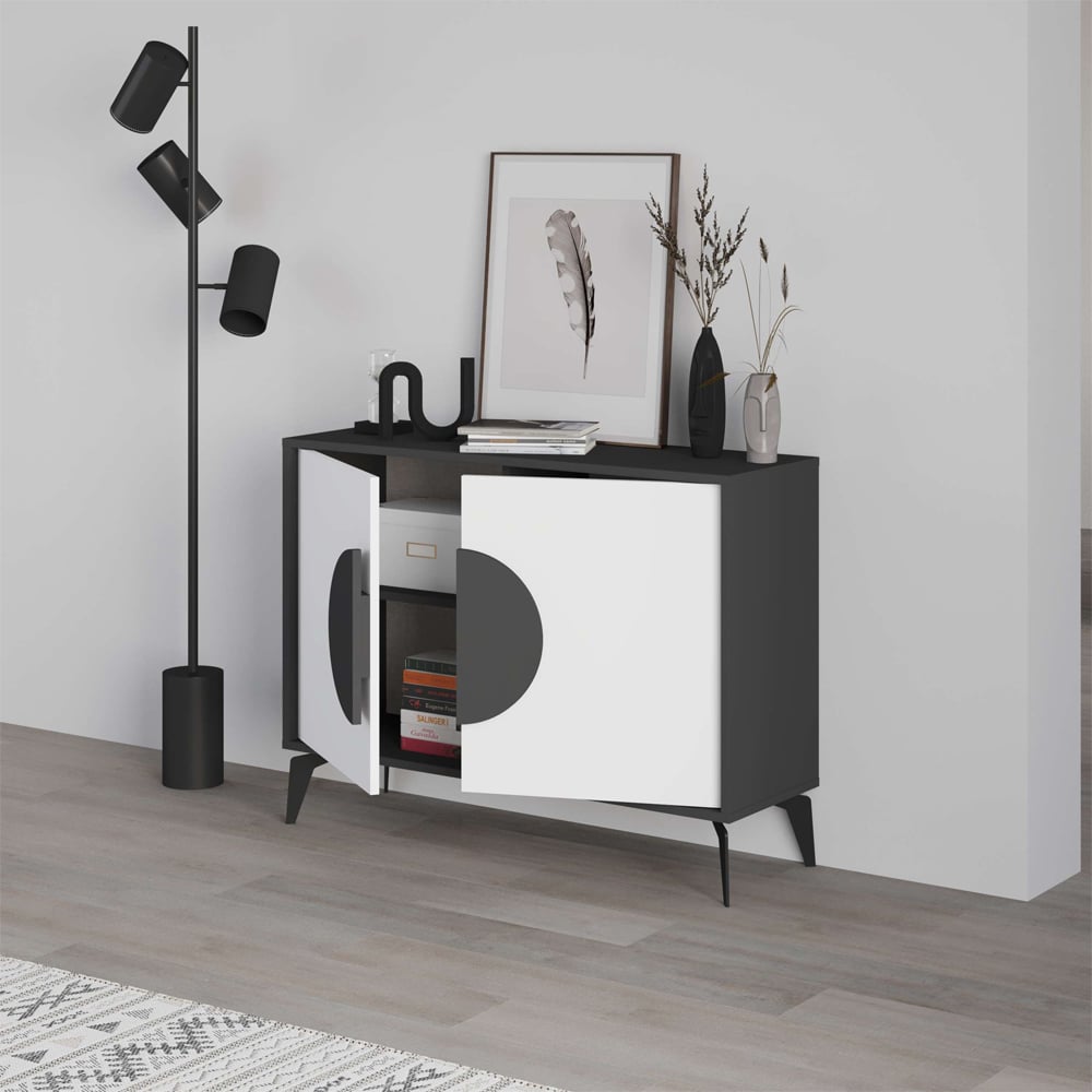 Decortie Gora Anthracite and White Console Sideboard Image 4