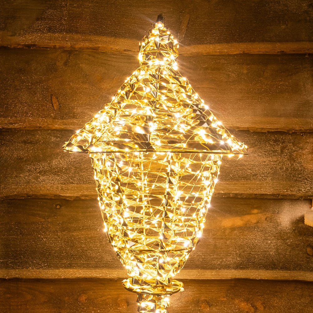 The Christmas Centre 1900 Warm White LED Micro Lights Pre-Lit Gold Laser Lit Lamp Post 230cm Image 3