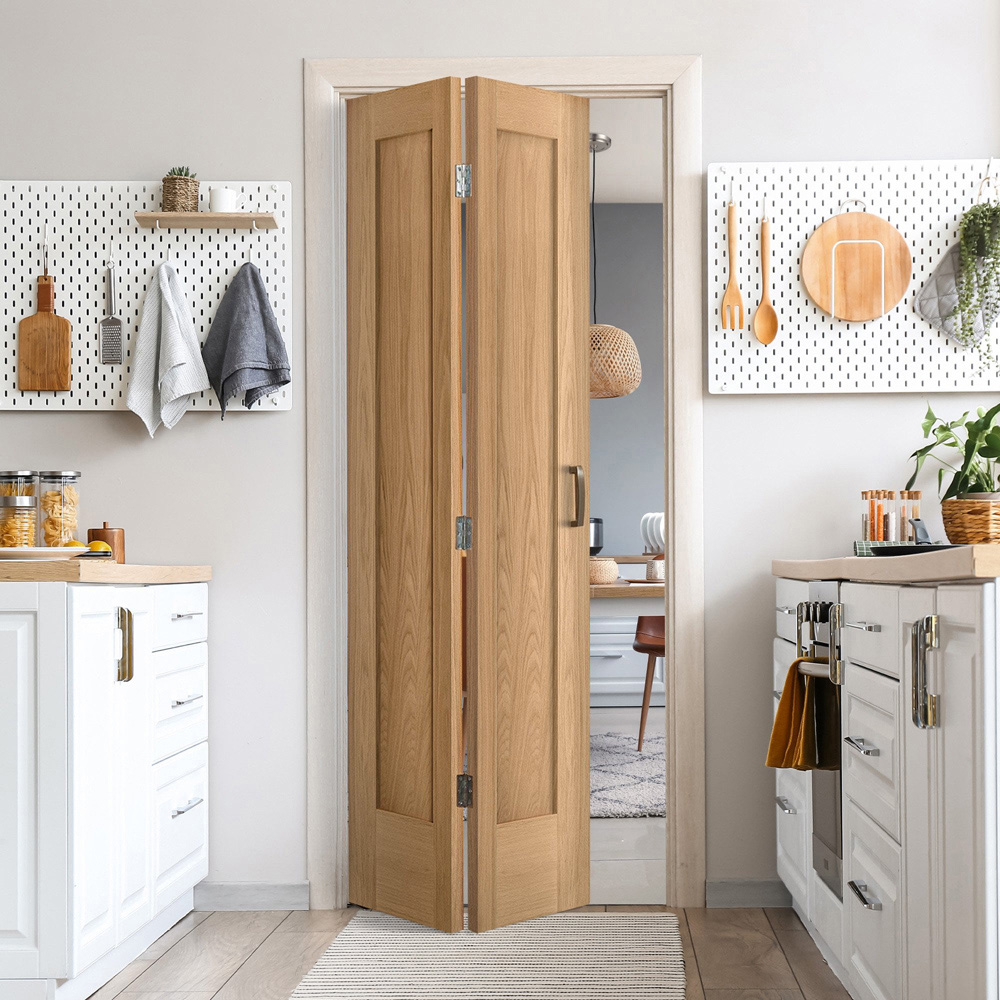 Oak Veneer Pattern 10 1 Panel Bi-Fold Internal Door 1981 x 838 x 35mm Image 2