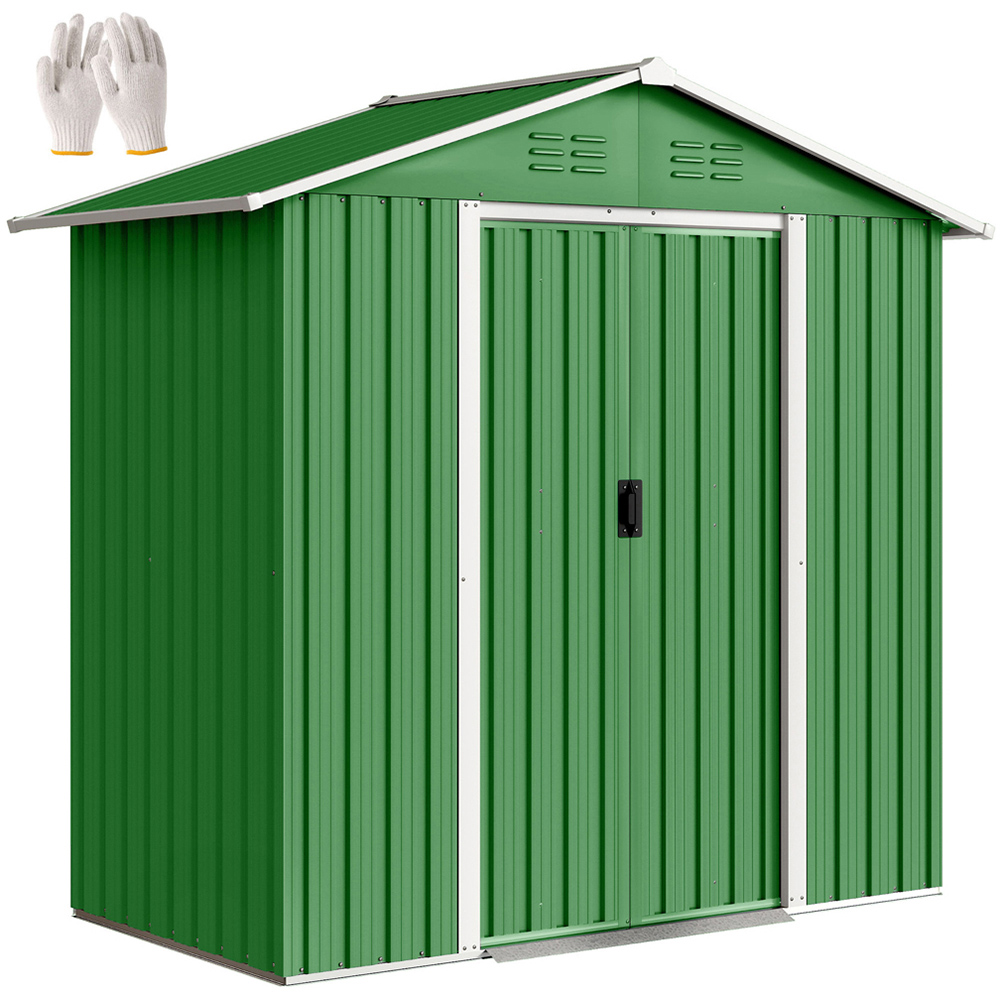 Outsunny 6 x 3.2ft Green Galvanised Steel Garden Storage Shed Image 3