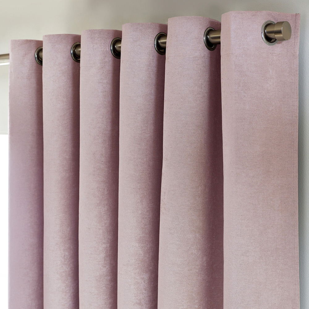 Alan Symonds Pink Chenille Blackout Ring Top Eyelet Curtains 168 x 183cm Image 2