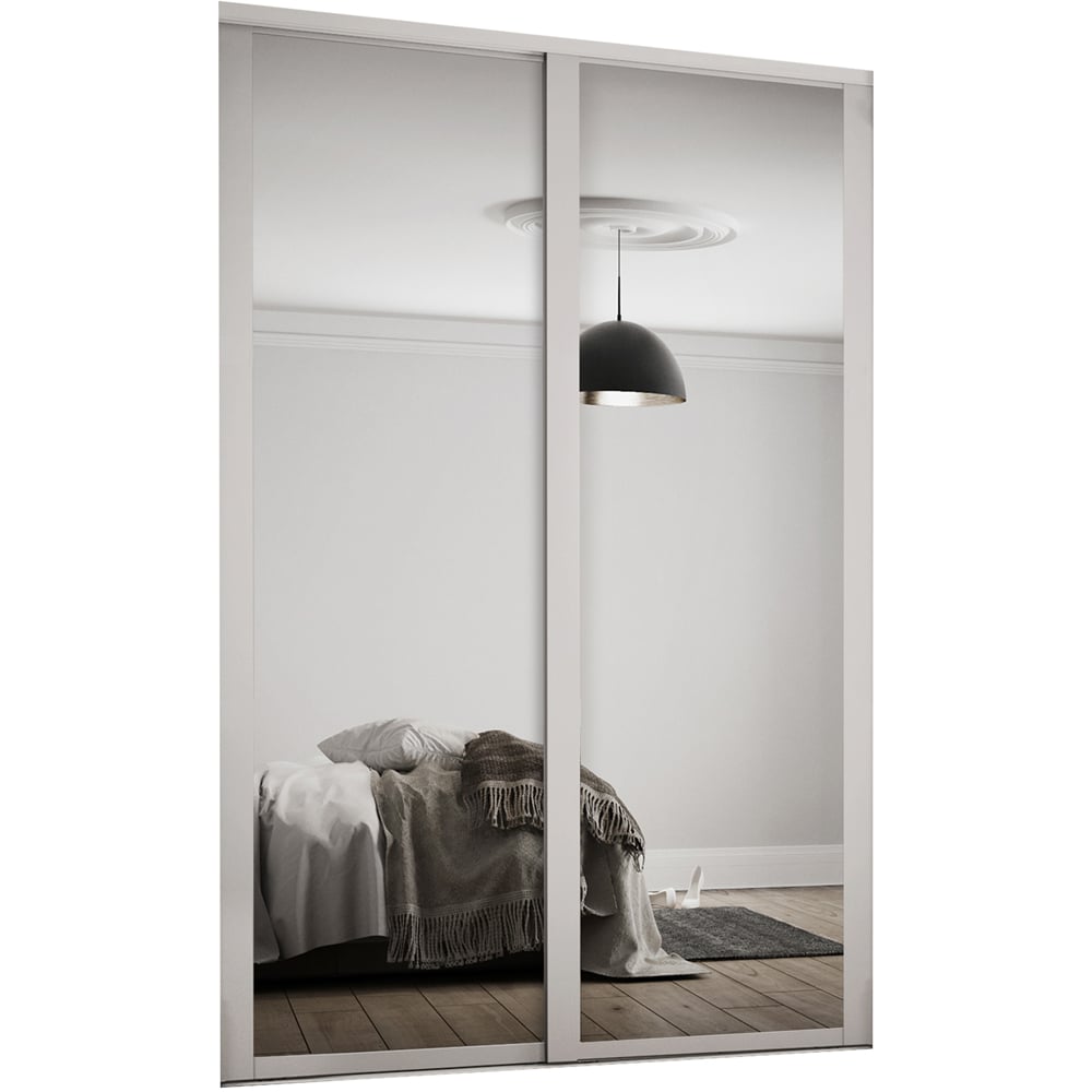 Spacepro Shaker 2 Door Cashmere Frame Mirror Sliding Wardrobe Kit 1449mm Image 1