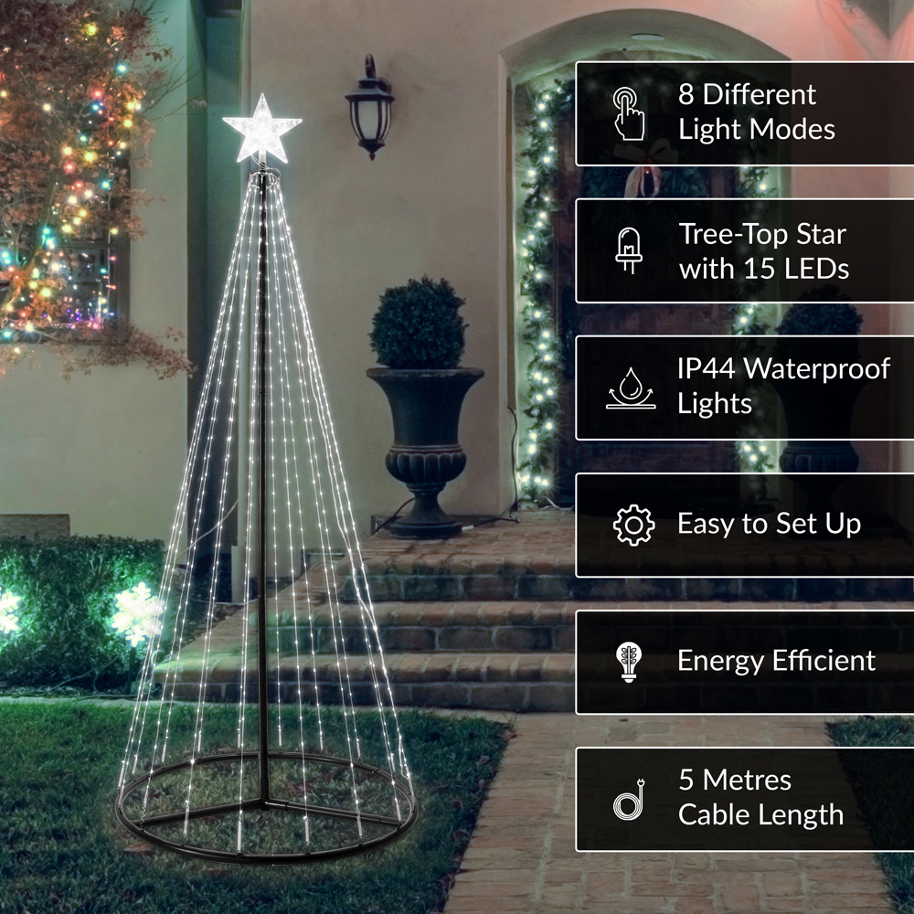 The Christmas Workshop 573 LED White Outdoor Cone Tree 6ft Image 7