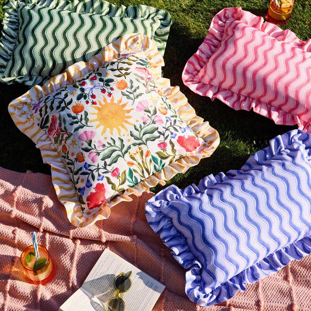 Furn Summer Solstice Blue Wiggly Stripe Cushion 30 x 50cm Image 5