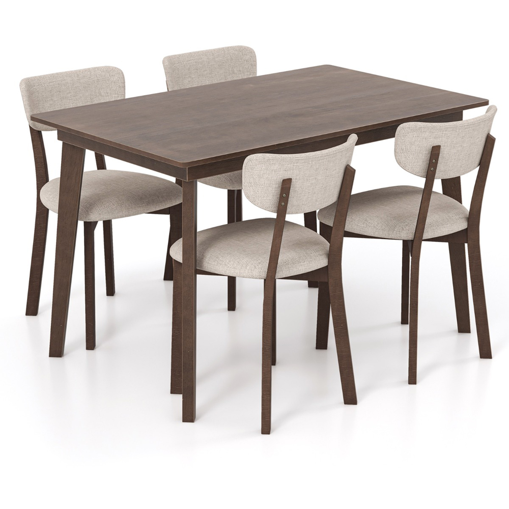 Costway 4 Seater Dining Table Set Brown Image 3