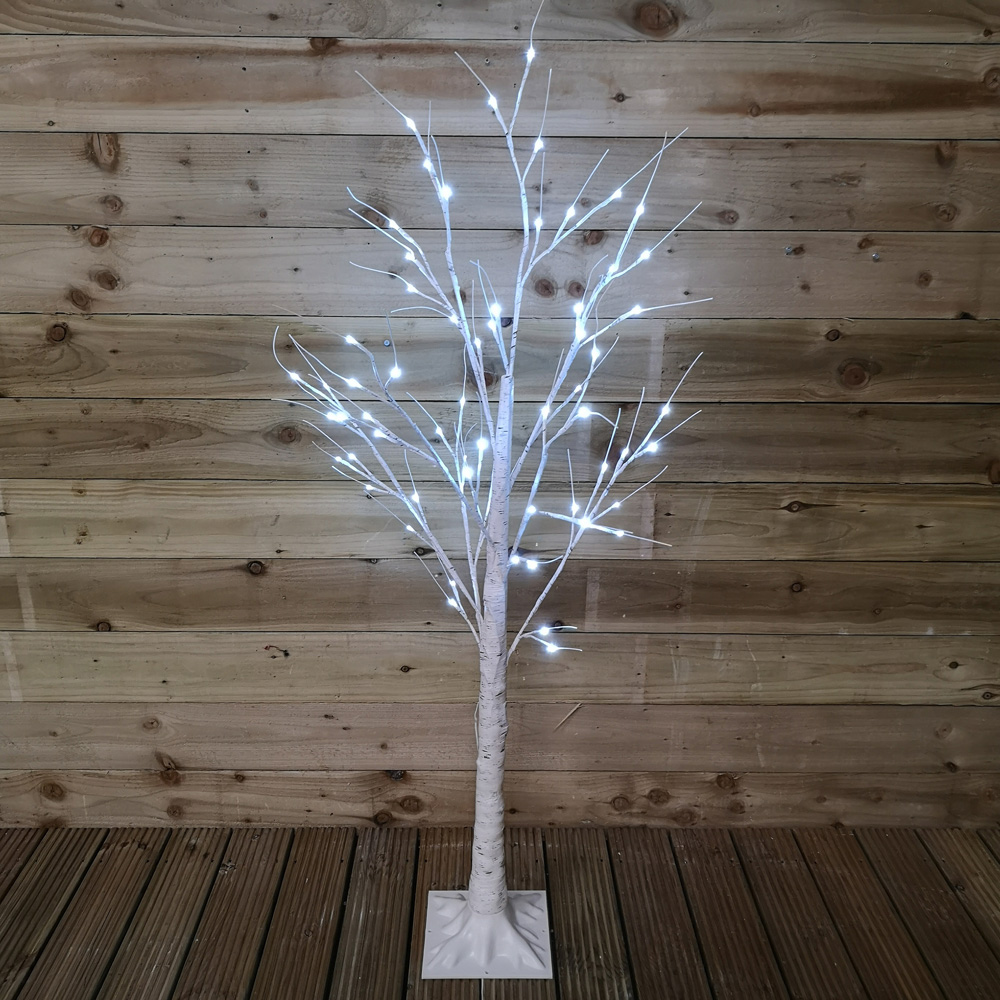 Samuel Alexander Ice White LED Indoor Outdoor Christmas Birch Tree 5ft Image 6