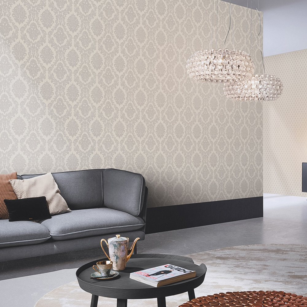 Erismann Decadent Damask Textured Natural Vinyl Wallpaper Image 3