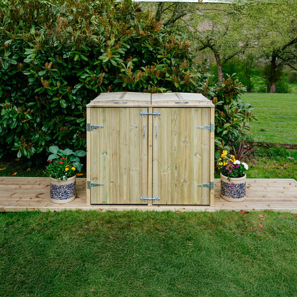 The Garden Village Shireburn 360L Double Wheelie Bin Shed Image 2