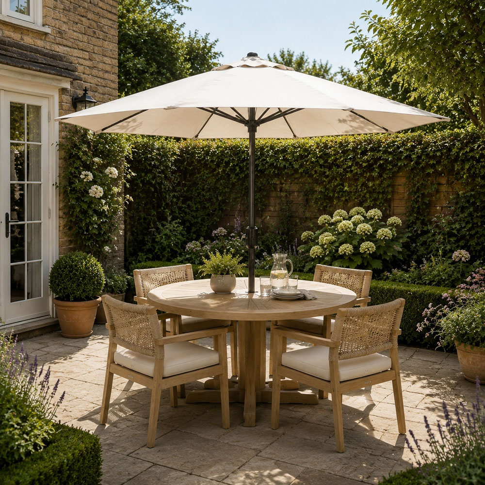 Direct Wicker Light Beige Crank Classic Straight Parasol 2.94m Image 2