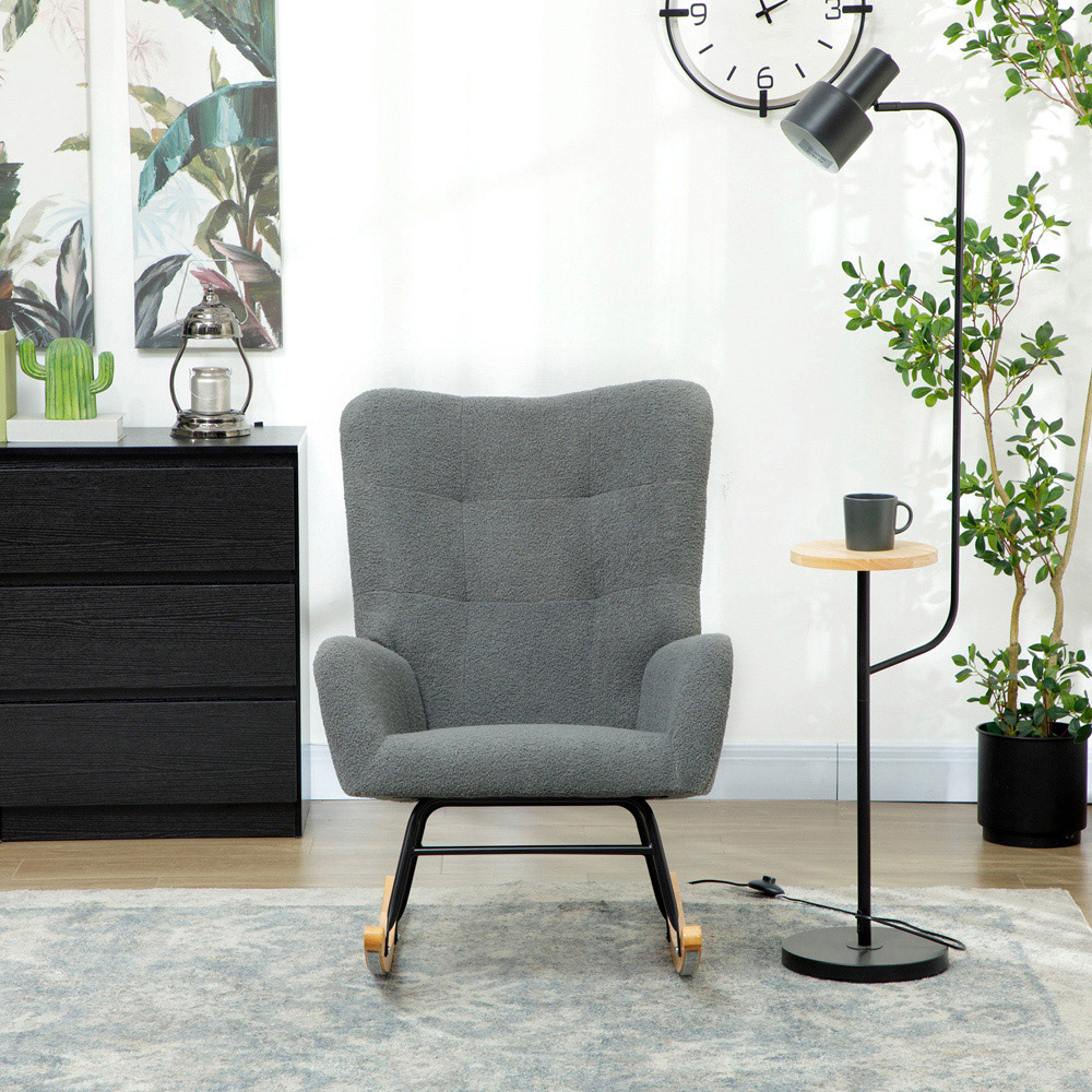 Portland Grey Modern Rocking Chair with Backrest Image 5