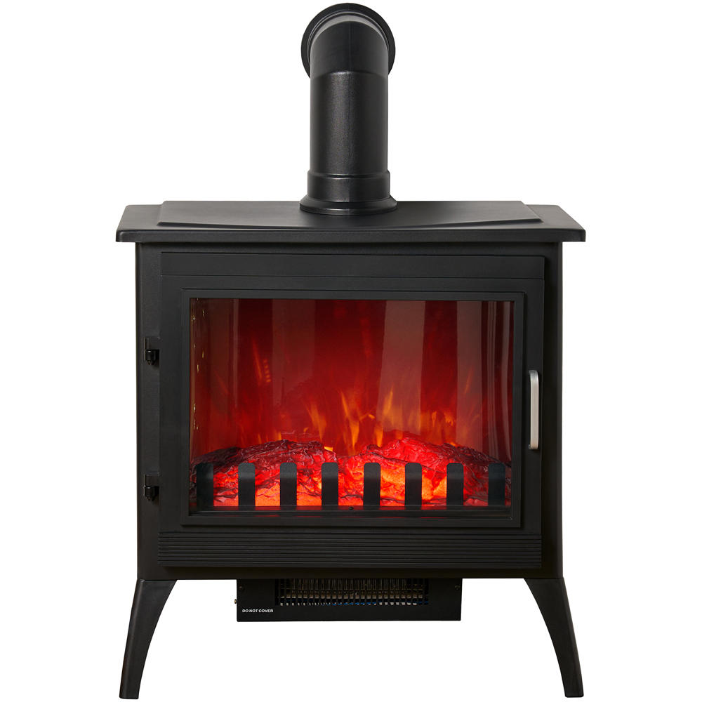 Sureflame Marlow Black 3-Sided Electric Stove with Log Storage Image 3