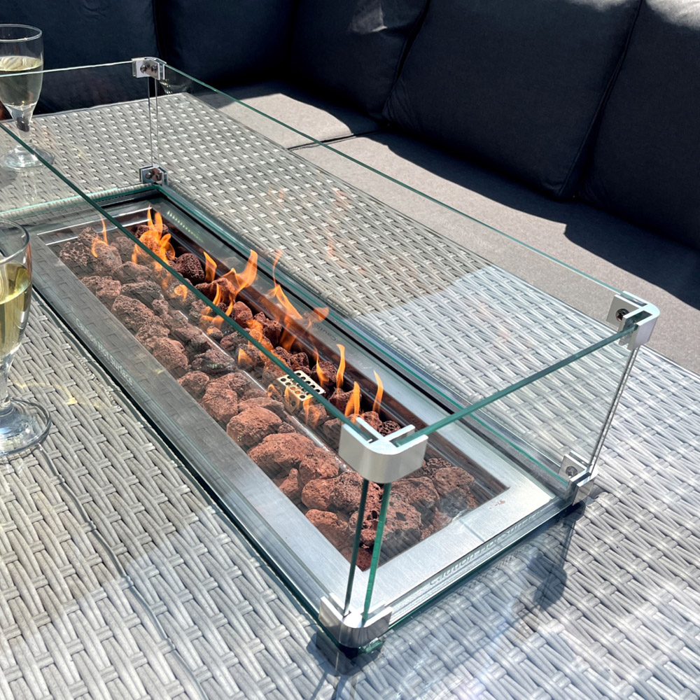 Outdoor Living The Croft 8 Seater Grey Corner Gas Firepit Dining Set Image 6