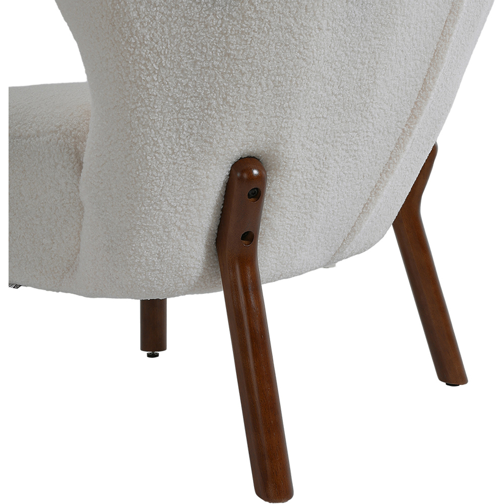 Living and Home White Teddy Bear Fur Tufted Accent Chair and Footstool Image 5