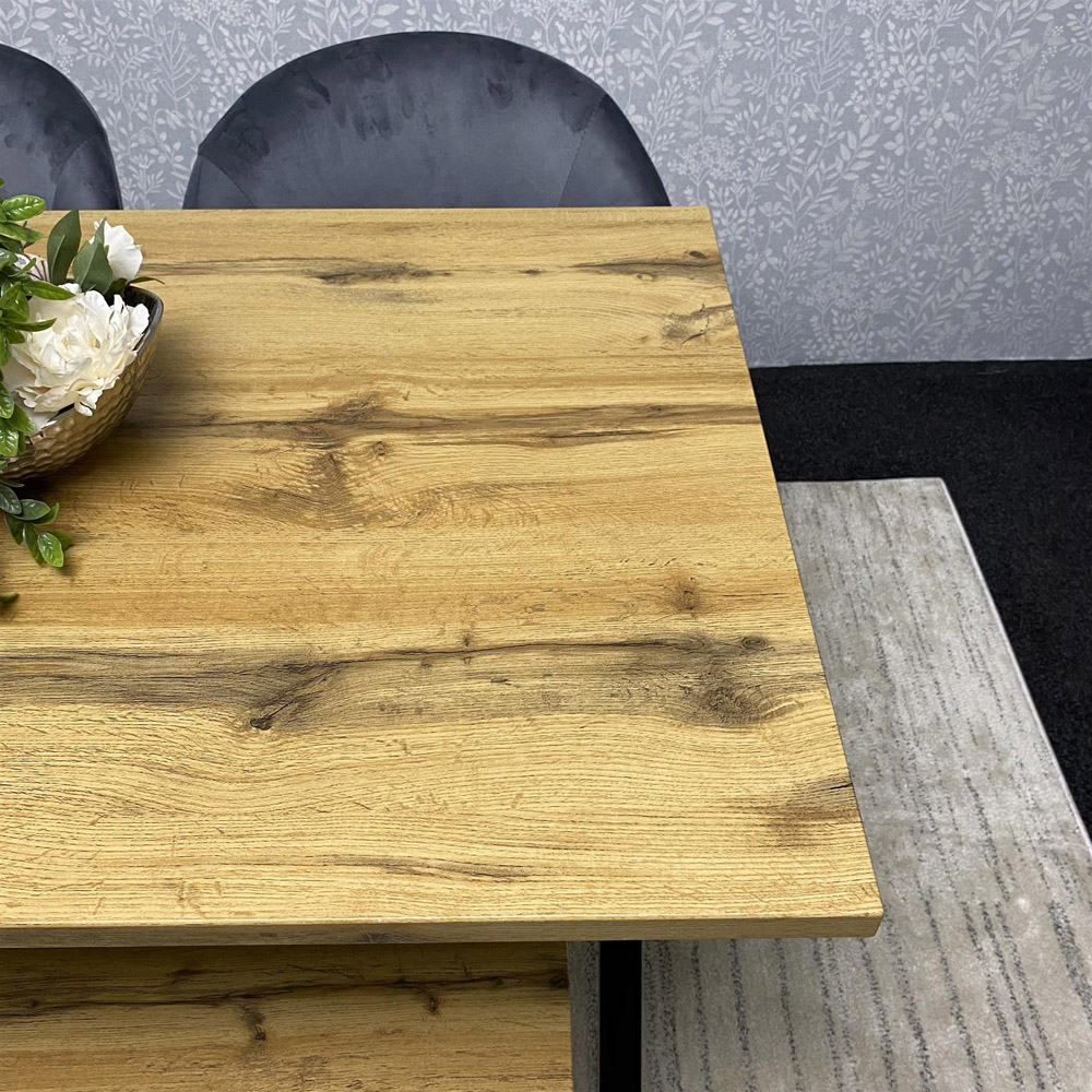 Kosy Koala 4 Seater Grey Velvet Wooden Dining Table Set with Bench Image 2