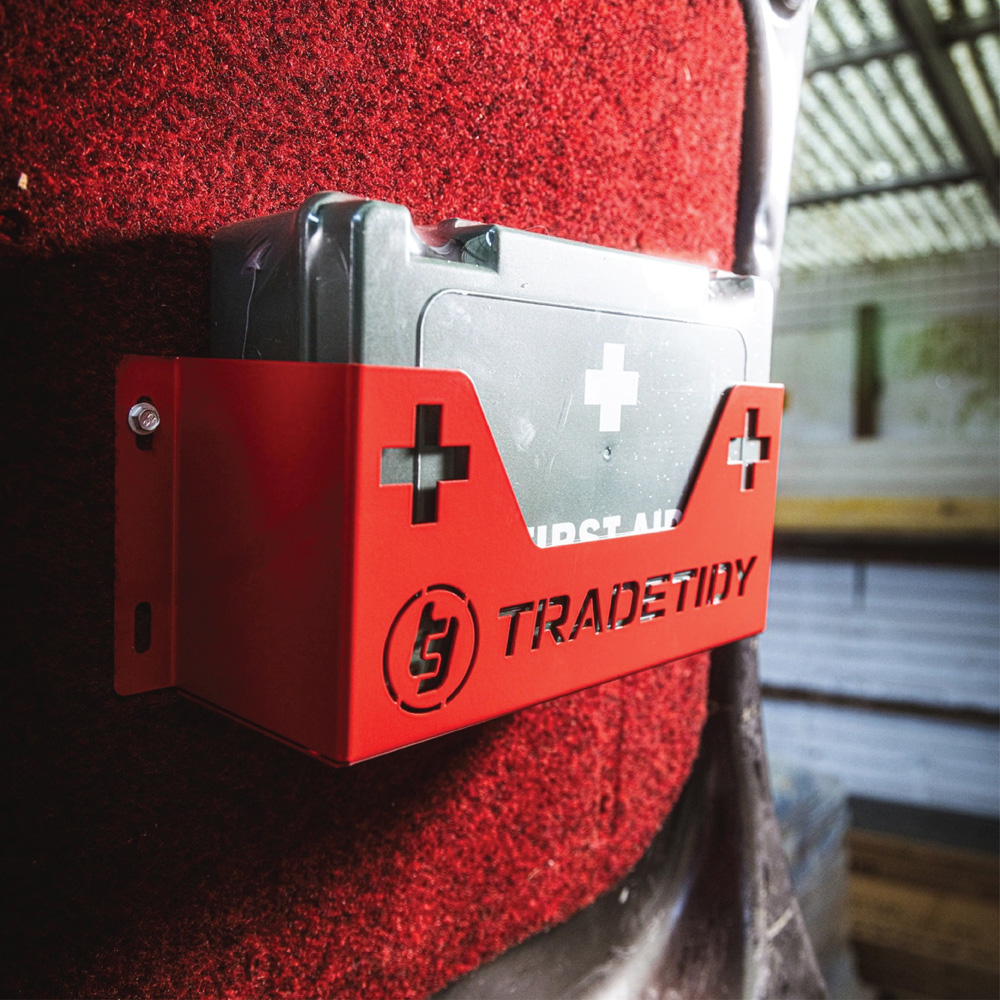 TradeTidy Red Steel First Aid Kit Holder with 10 Person Kit Image 2