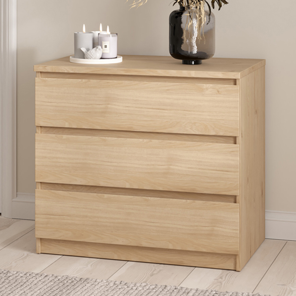 Florence 3 Drawer Jackson Hickory Oak Chest of Drawers Image 1