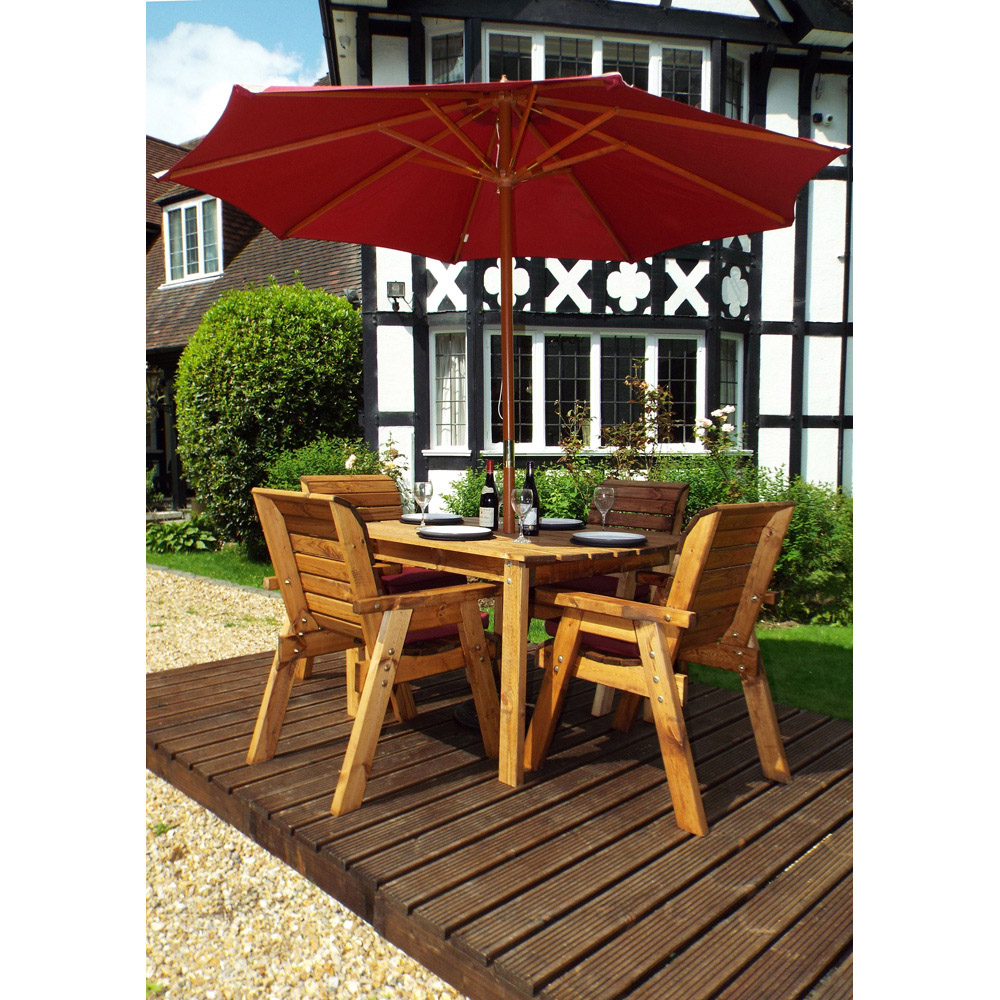 Charles Taylor Solid Wood 4 Seater Rectangle Outdoor Dining Set with Grey Cushions Image 9