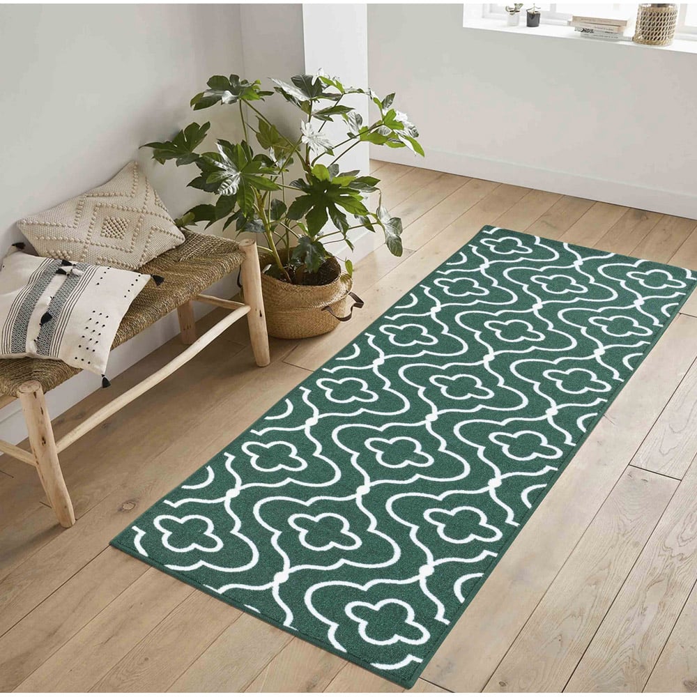 Desire Rugs Havana Emerald Quatrefoil Anti Slip Door Mat 120 x 67cm Image 4