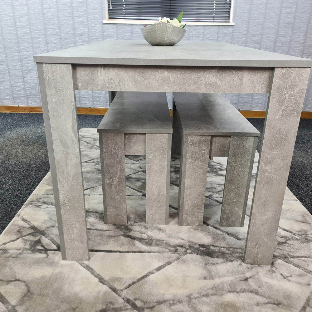 Portland 4 Seater Bench Dining Set Stone Grey Image 6