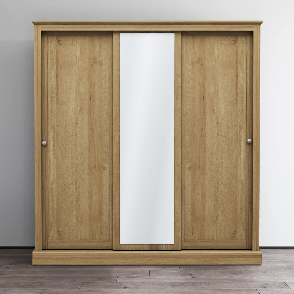 Devon 3 Door Oak Effect Sliding Wardrobe Image 4