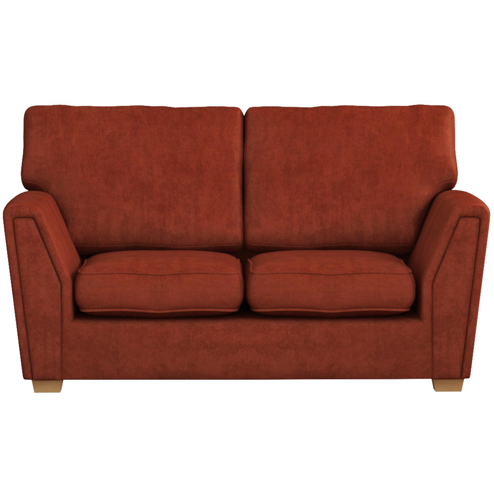Wendleberry 2 Seater Marmalade Plush Velvet Fixed Back Sofa Image 2