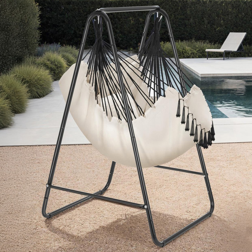 tectake Alison Beige Swing Chair with 3 Thick Pillow Image 1