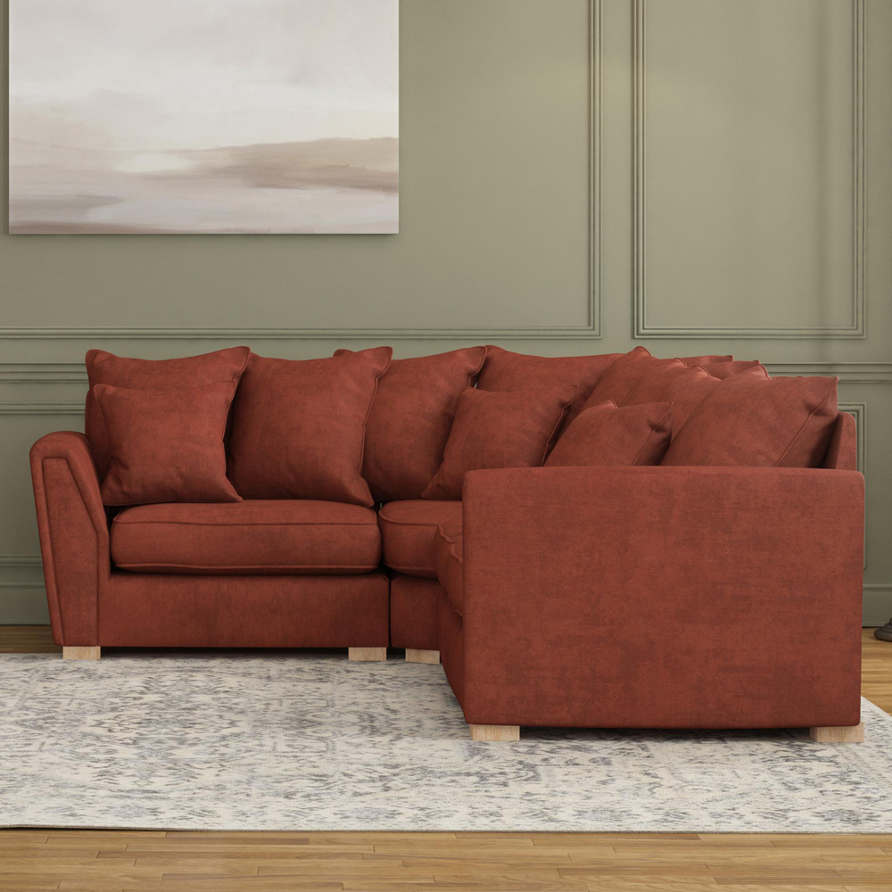 Wendleberry 3 Seater Marmalade Plush Velvet Scatter Back Left Hand Corner Sofa Image 5